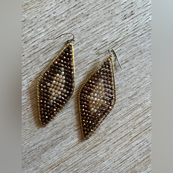 Francesca’s Collections Beaded Drop Earrings | Color: Brown, Gold | Size: OS - Picture 2 of 5